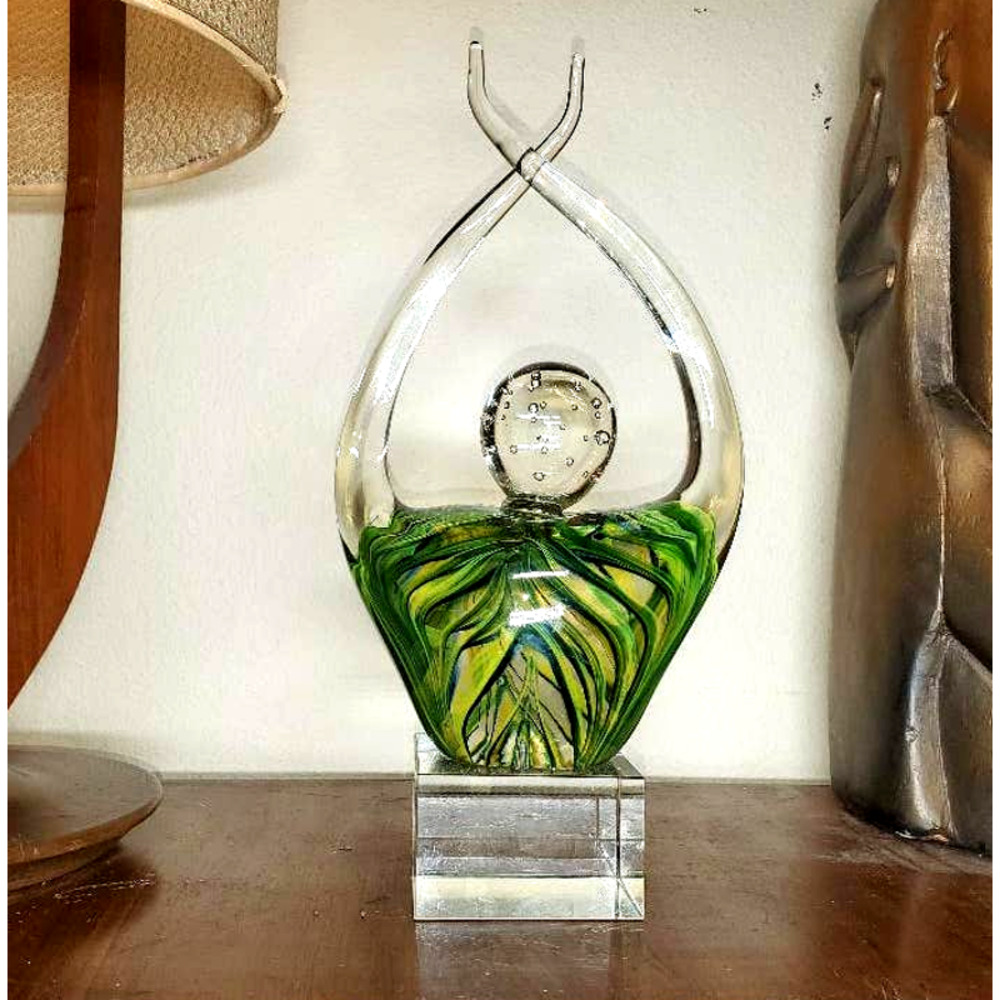 Mid-Century Modern Art Glass Abstract Sculpture Figurine 6 Lbs. 13" Lead Crystal
